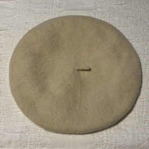 WOOL beret tam hat cream colour 100% wool OS fits most French hat retro style